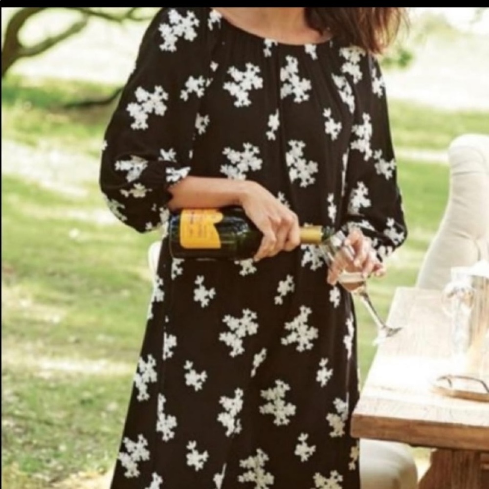 Soft Surroundings Floral Embroidered Black Dress
